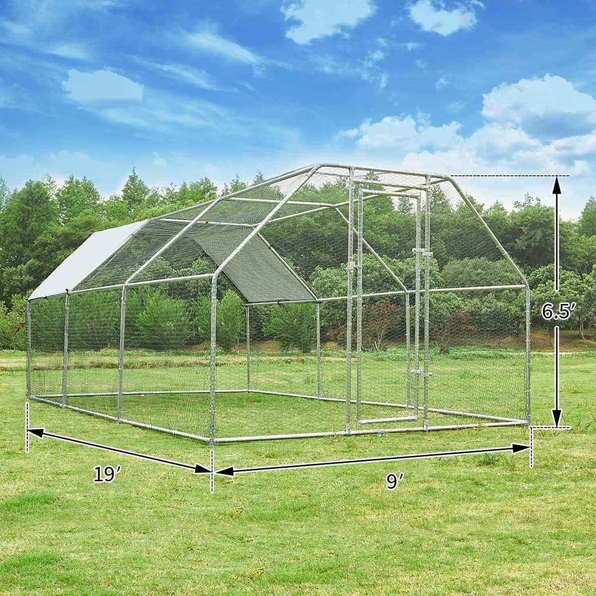 AECOJOY Grand poulailler en métal avec cage à poulets en métal