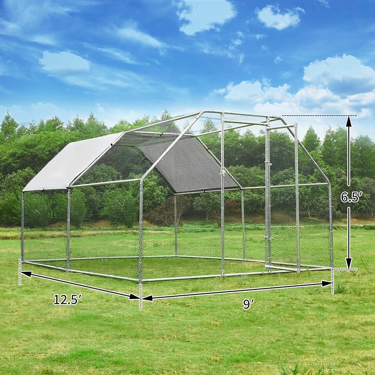 AECOJOY Grand poulailler en métal avec cage à poulets en métal