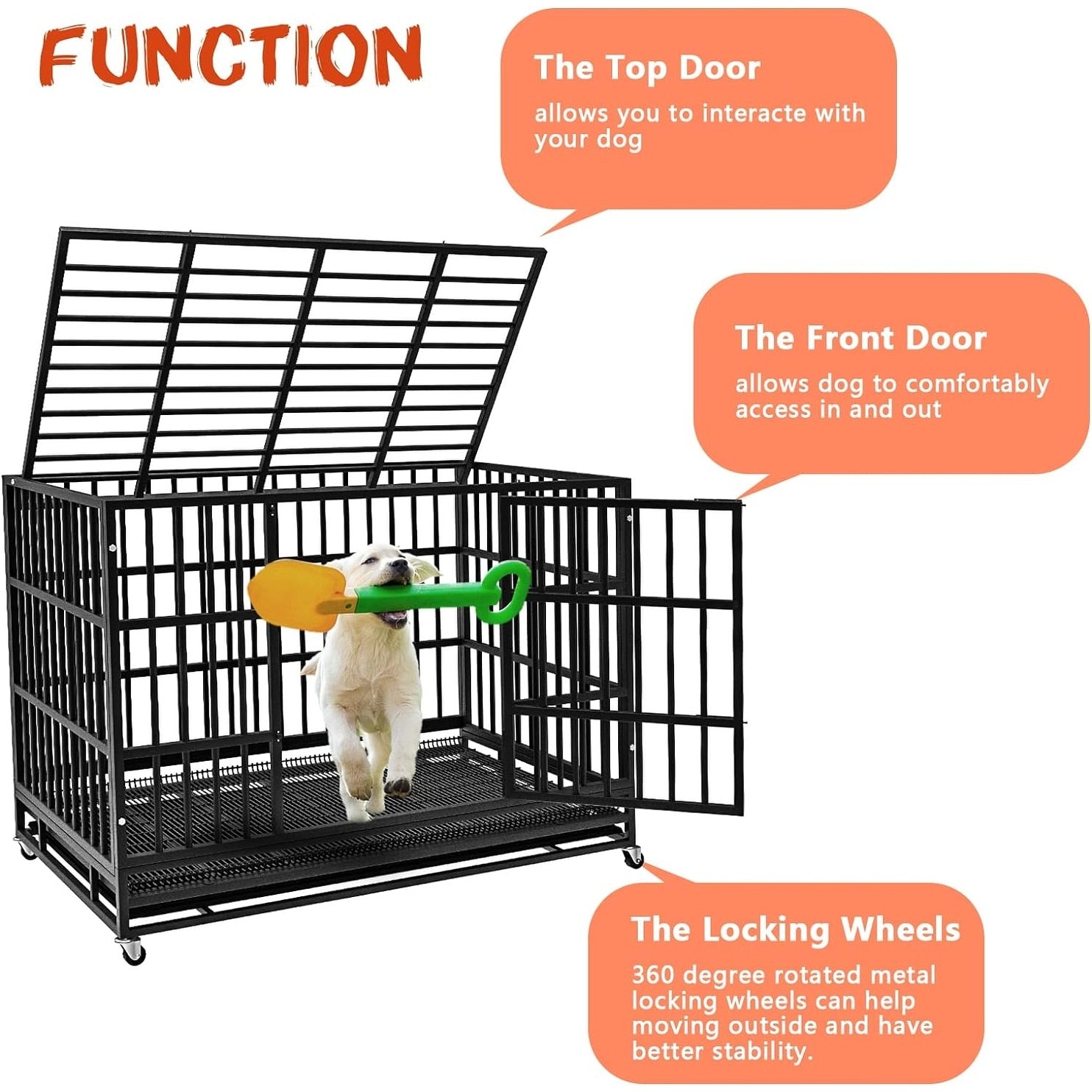 Cage pour chien Bossin 48/38 pouces, robuste et indestructible, cage anti-évasion avec roues verrouillables