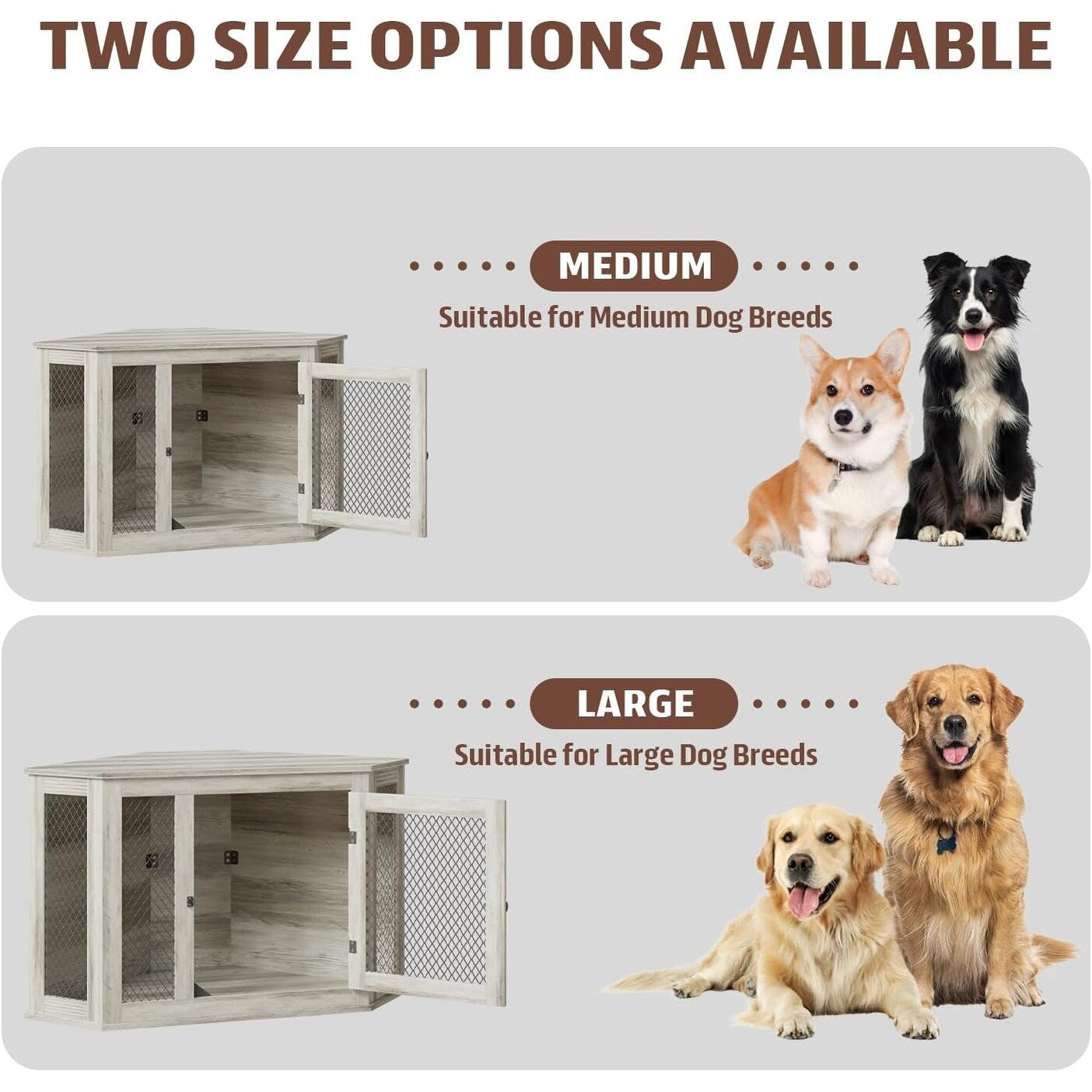 Niche d'angle pour chien Bossin, niche en bois de 44/52 pouces avec filet, niche décorative en bois pour chien, idéale pour l'intérieur