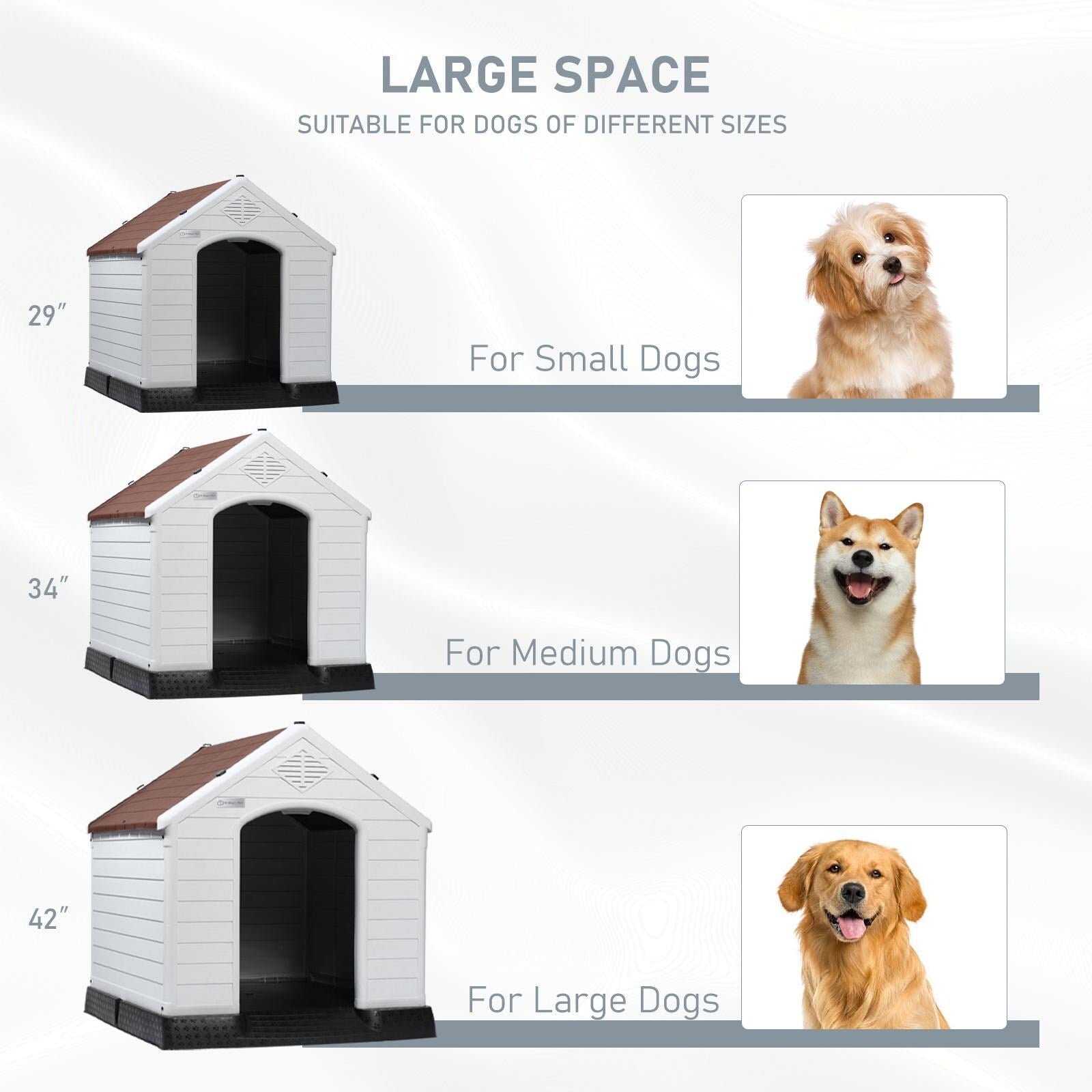 Niche en plastique Bossin pour chiens de petite et grande taille, niche isolée pour l'intérieur et l'extérieur, abri pour chiots avec plancher surélevé
