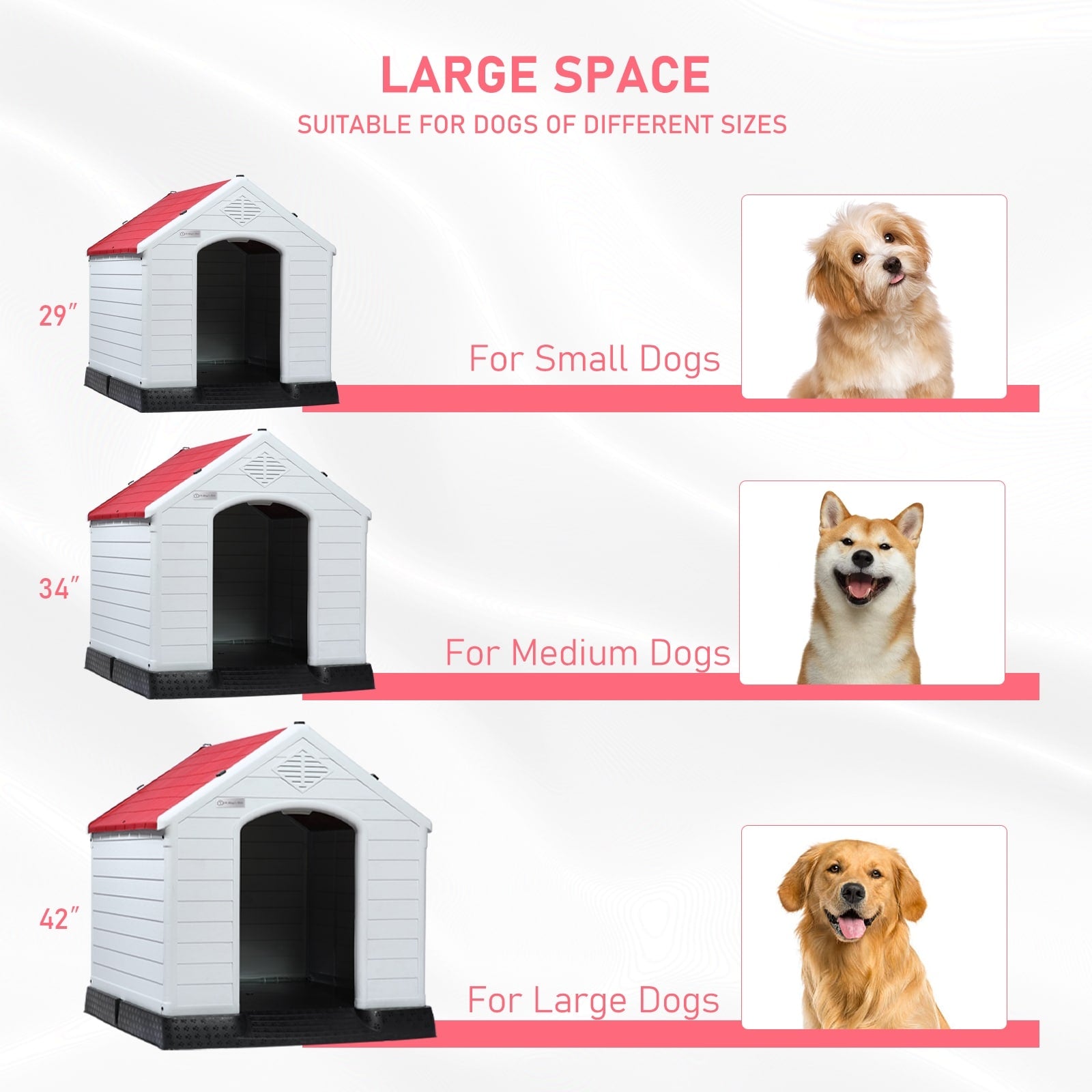 Niche en plastique Bossin pour chiens de petite et grande taille, niche isolée pour l'intérieur et l'extérieur, abri pour chiots avec plancher surélevé