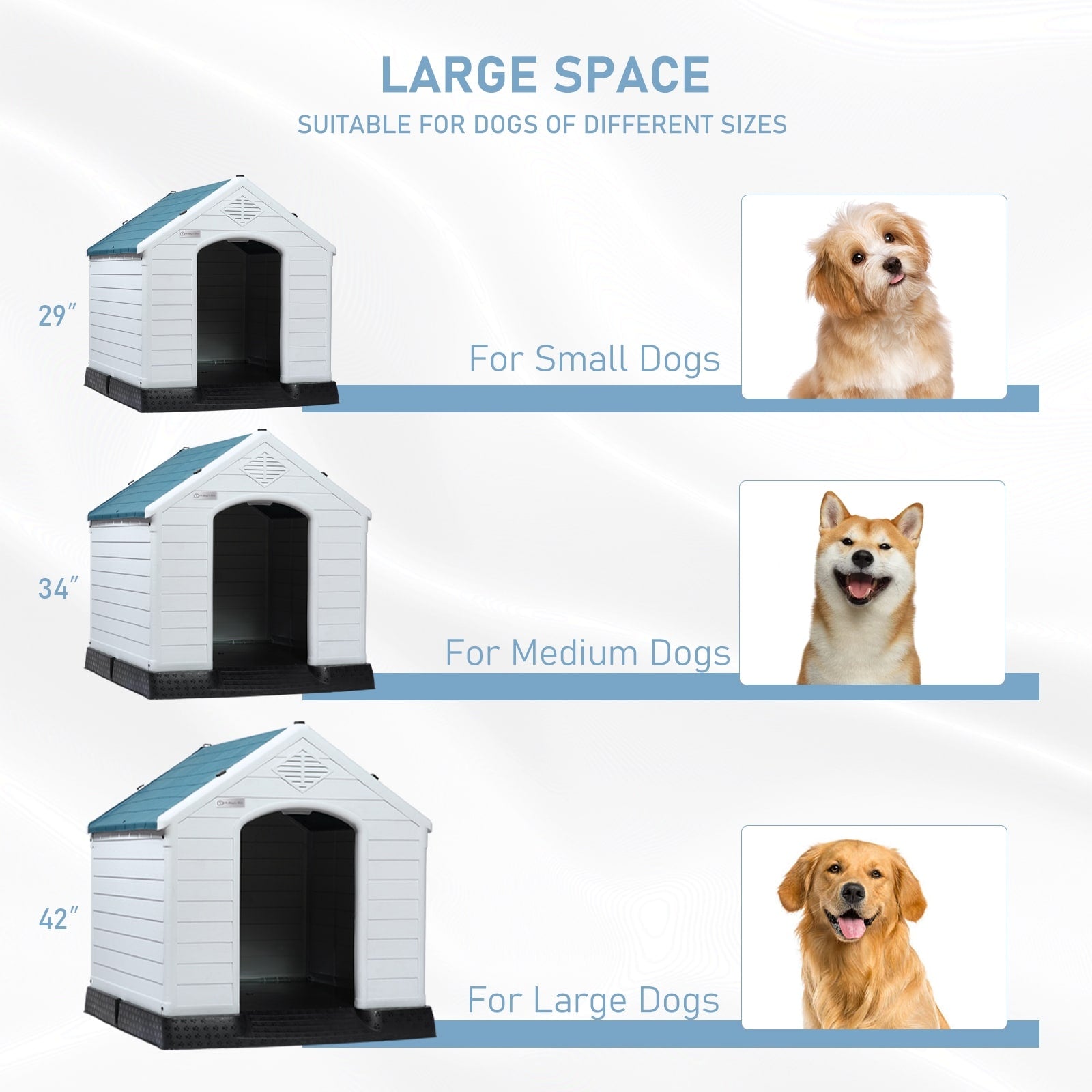 Niche en plastique Bossin pour chiens de petite et grande taille, niche isolée pour l'intérieur et l'extérieur, abri pour chiots avec plancher surélevé