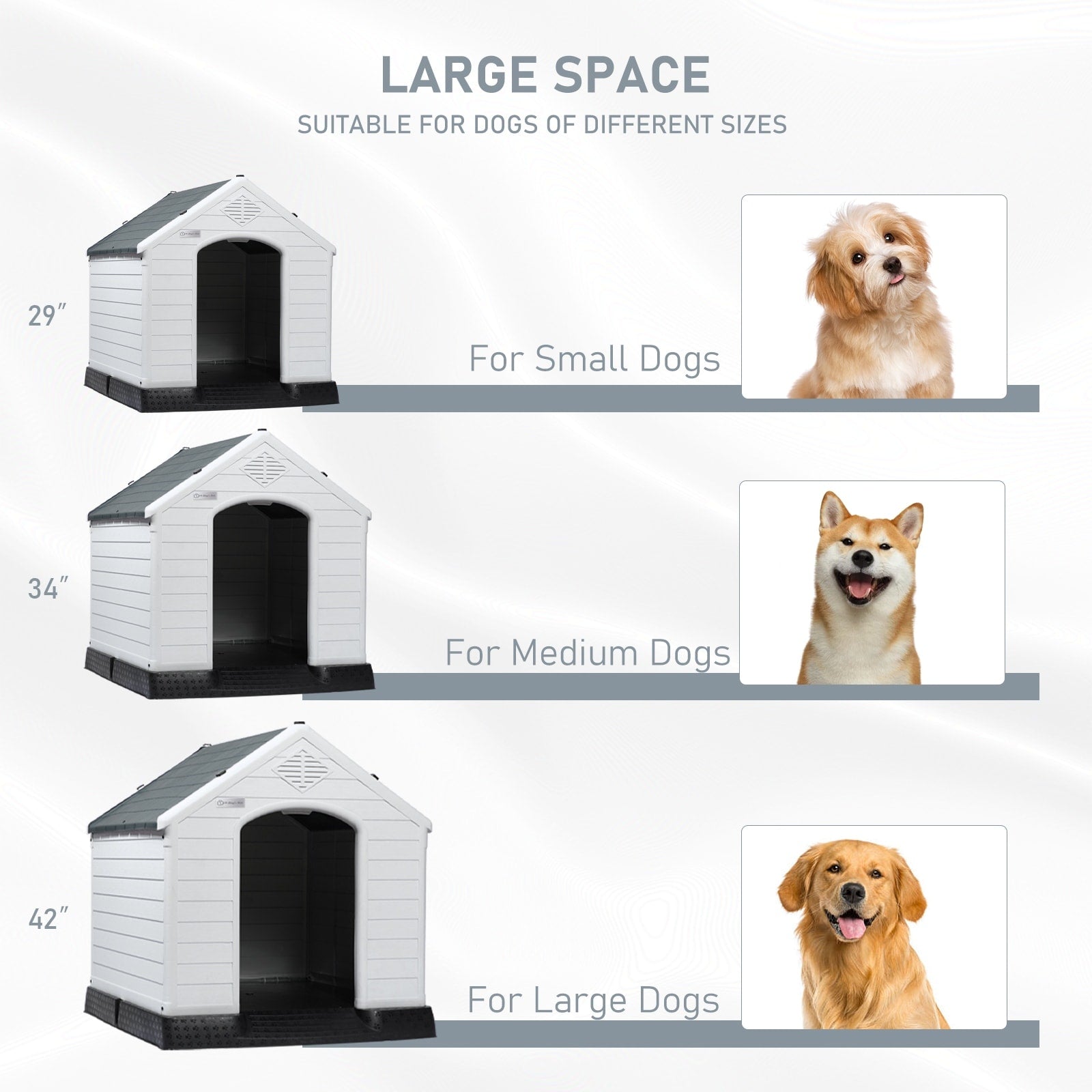 Niche en plastique Bossin pour chiens de petite et grande taille, niche isolée pour l'intérieur et l'extérieur, abri pour chiots avec plancher surélevé