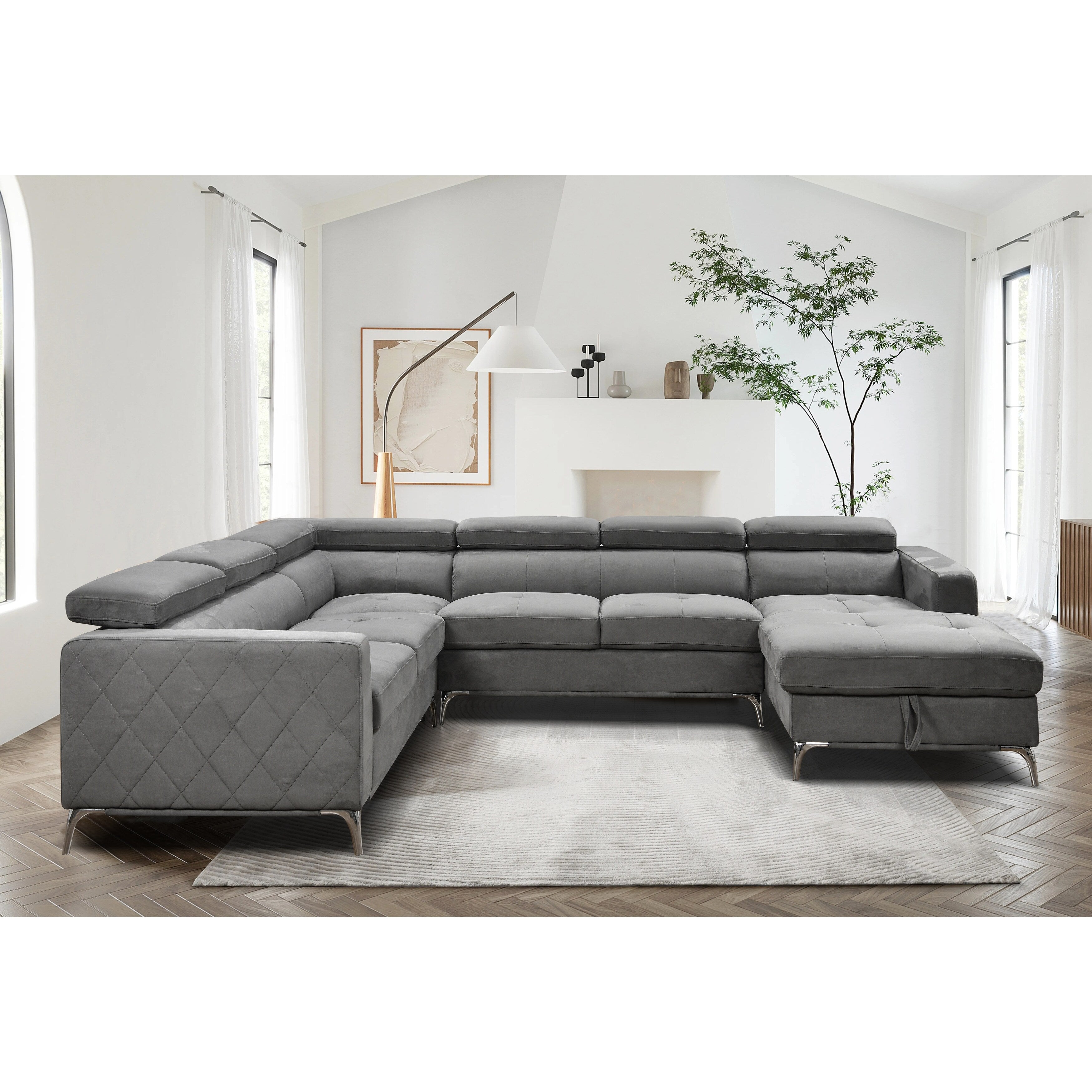 Canapé sectionnel surdimensionné Roomfitters 122 avec rangement pour méridienne, canapé contemporain en U 7 places