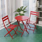 Ensemble bistro minimaliste de patio 3 pièces avec table ronde pliable et chaises - Ensemble bistro de patio 3 pièces