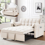 Canapé-lit convertible 3 en 1 - Canapé futon en velours avec dossier réglable et poche latérale pour petits espaces