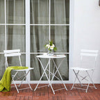 Ensemble bistrot pliant en métal 3 pièces, résistant aux intempéries, pour l'extérieur et l'intérieur, idéal pour la terrasse, la cour et le jardin.