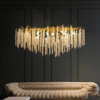 Lustre rectangulaire en cristal doré moderne de 40 po, branches d'arbre, luminaire suspendu pour îlot de cuisine, salle à manger