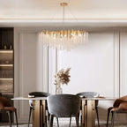 Lustre rectangulaire en cristal doré moderne de 40 po, branches d'arbre, luminaire suspendu pour îlot de cuisine, salle à manger