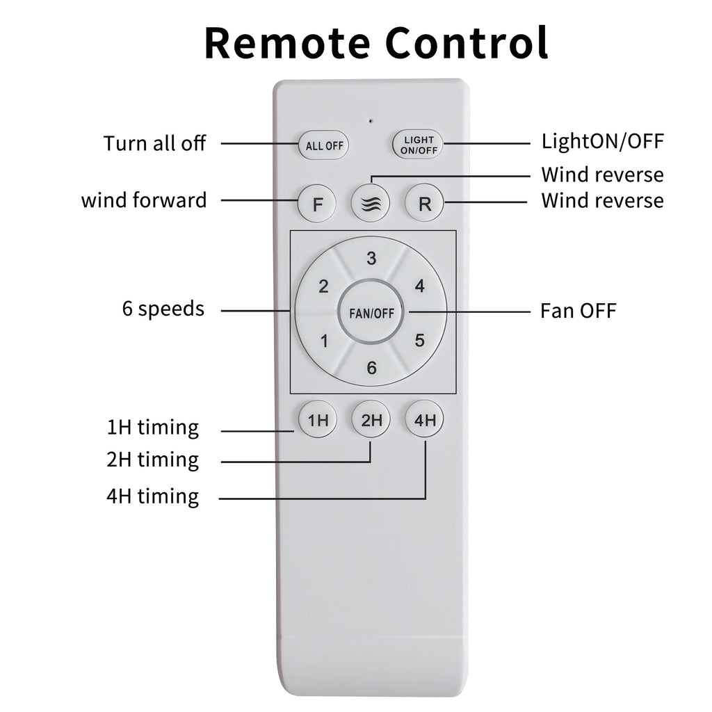 Ventilateur de plafond moderne en bois massif/ABS de 52 pouces avec télécommande (sans lumière), 6 vitesses de vent, flux d'air réversible