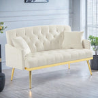 Canapé 2 places en velours 55,5 avec 2 coussins, design contemporain et montage facile