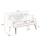 Canapé 2 places en velours 55,5 avec 2 coussins, design contemporain et montage facile