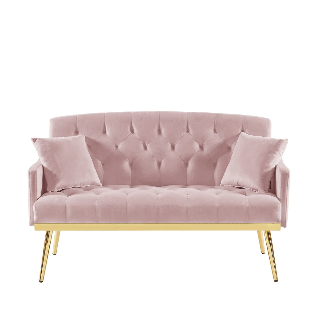 Canapé 2 places en velours 55,5 avec 2 coussins, design contemporain et montage facile