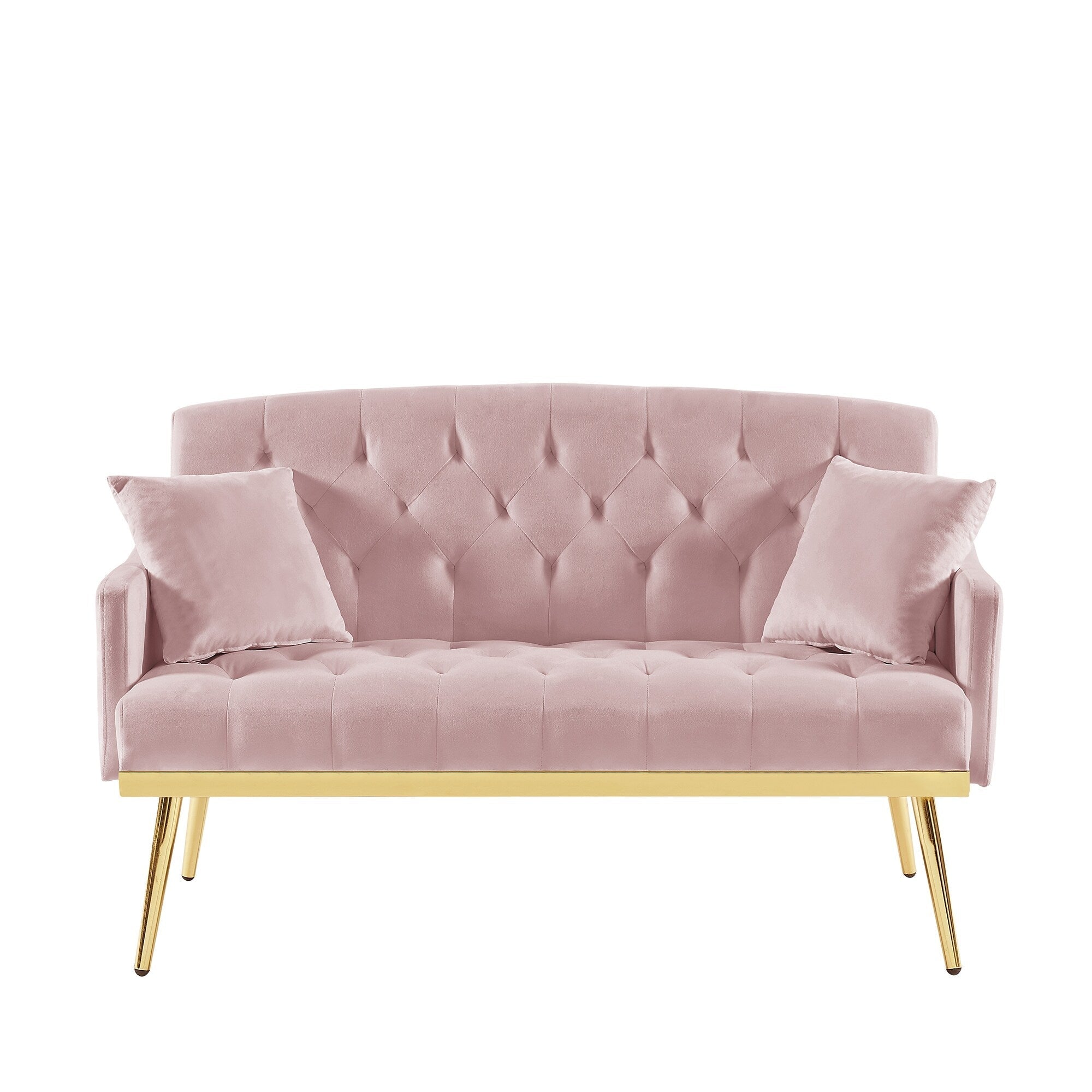 Canapé 2 places en velours 55,5 avec 2 coussins, design contemporain et montage facile