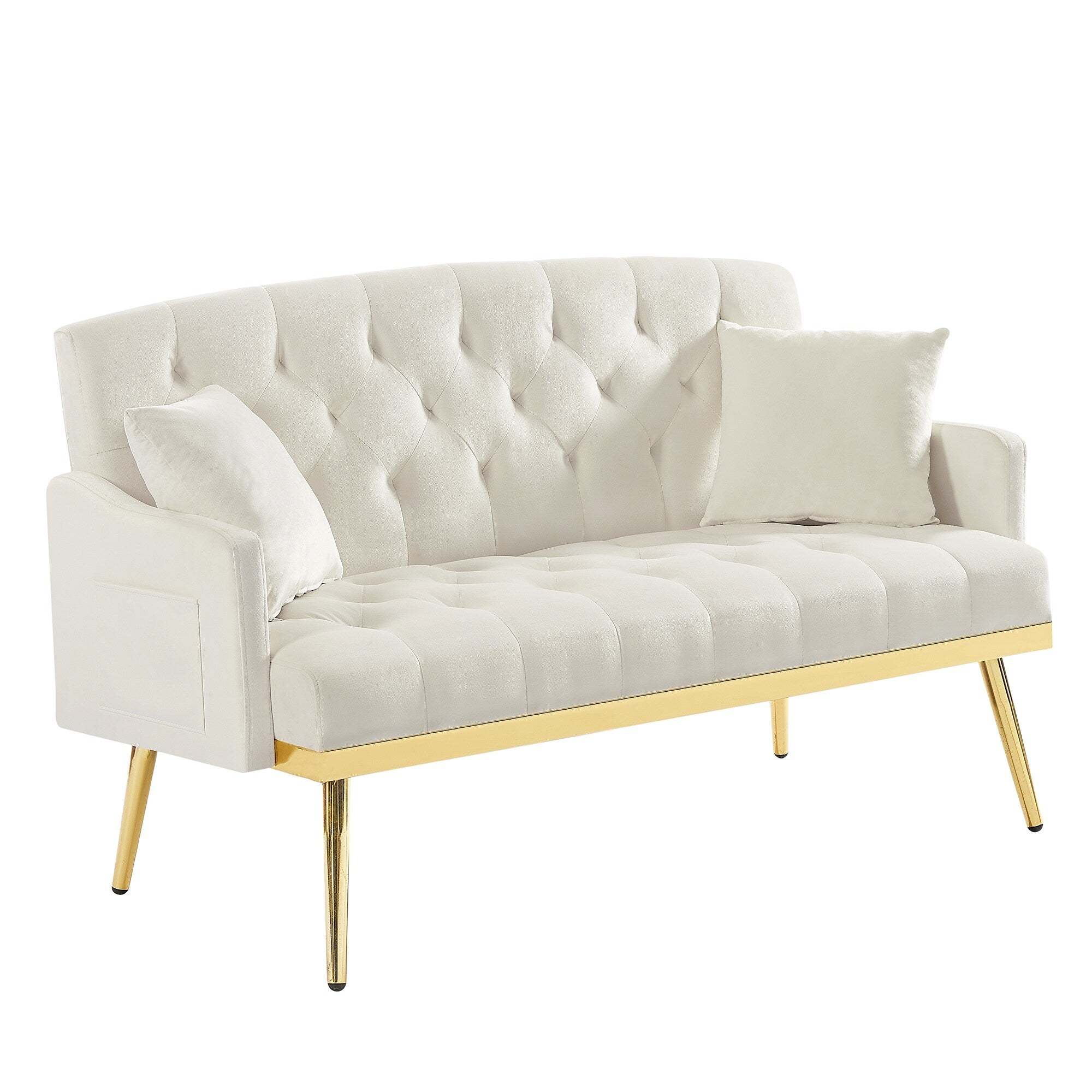 Canapé 2 places en velours 55,5 avec 2 coussins, design contemporain et montage facile
