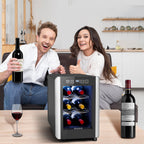 Réfrigérateur à vin 6 bouteilles (8-18 °C), mini-refroidisseur à boissons autonome pour l'été, refroidisseur à vin avec contrôle de la température