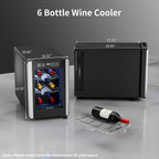 Réfrigérateur à vin 6 bouteilles (8-18 °C), mini-refroidisseur à boissons autonome pour l'été, refroidisseur à vin avec contrôle de la température