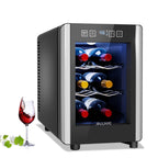 Réfrigérateur à vin 6 bouteilles (8-18 °C), mini-refroidisseur à boissons autonome pour l'été, refroidisseur à vin avec contrôle de la température