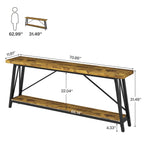 Table console d'entrée de style industriel extra-longue de 70,9 pouces