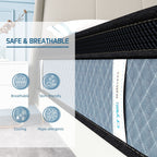 8 matelas hybrides en mousse à mémoire de forme refroidissante moyenne dans une boîte