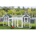 AECOJOY 144'' Grand Poulailler avec Enclos Clapier en Bois Cage à Volaille Maison