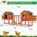 AECOJOY 144'' Grand Poulailler avec Enclos Clapier en Bois Cage à Volaille Maison