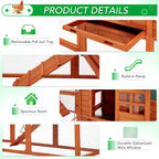 AECOJOY 144'' Grand Poulailler avec Enclos Clapier en Bois Cage à Volaille Maison
