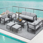 Ensemble de meubles de patio en aluminium AECOJOY 7 pièces Ensemble de conversation d'extérieur