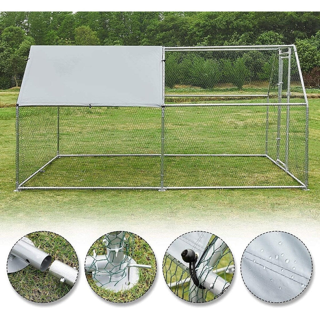 AECOJOY Grand poulailler en métal avec cage à poulets en métal