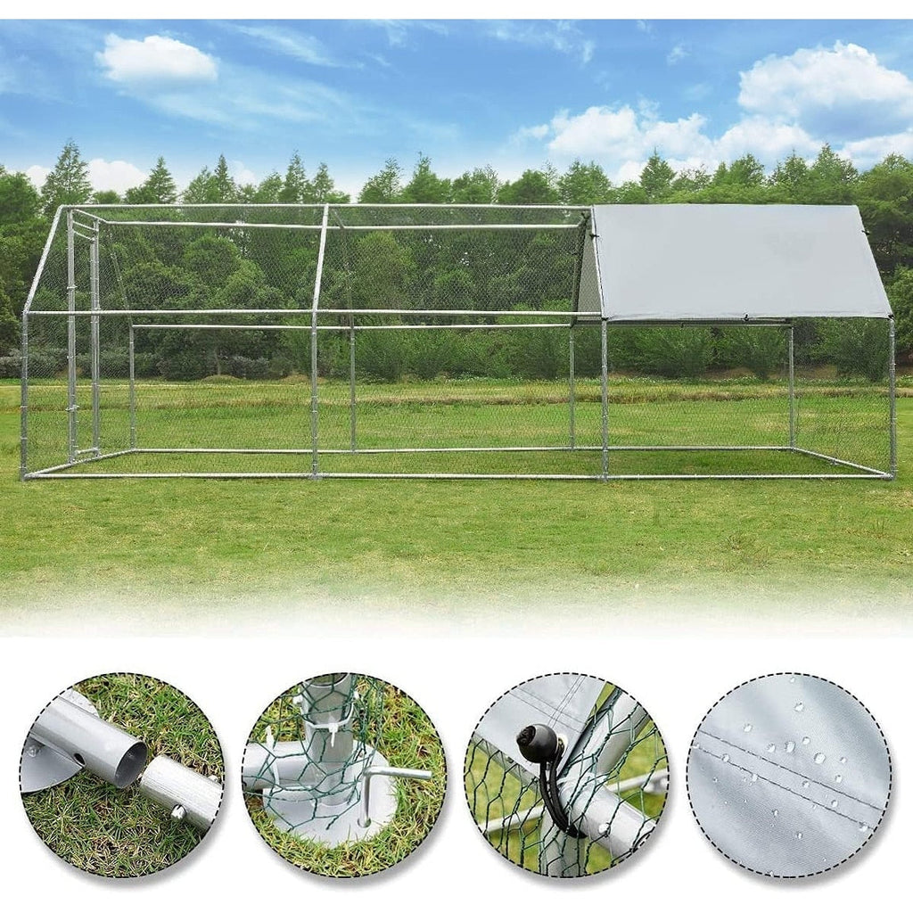 AECOJOY Grand poulailler en métal avec cage à poulets en métal