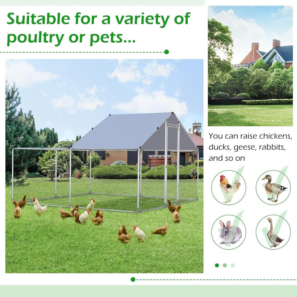 AECOJOY Grand poulailler en métal avec cage à poulets en métal