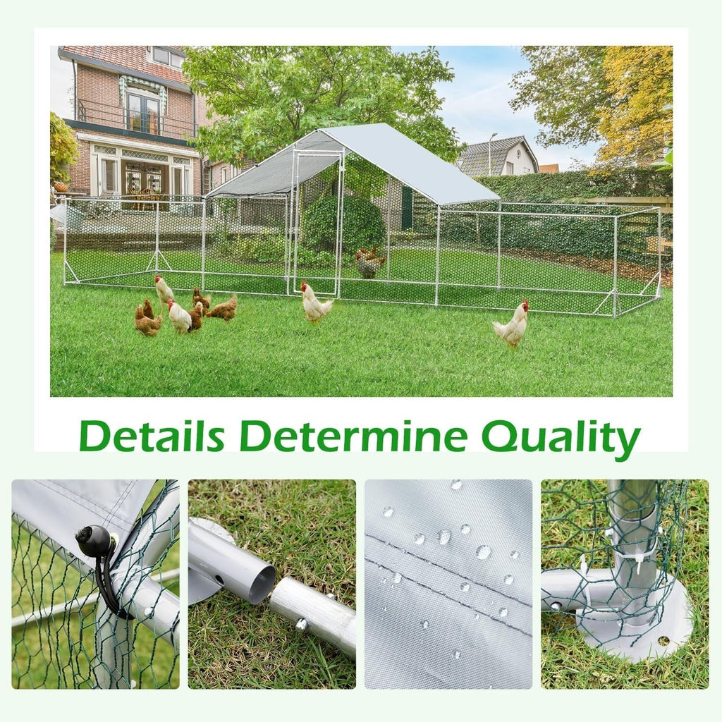 AECOJOY Grand poulailler en métal avec cage à poulets en métal