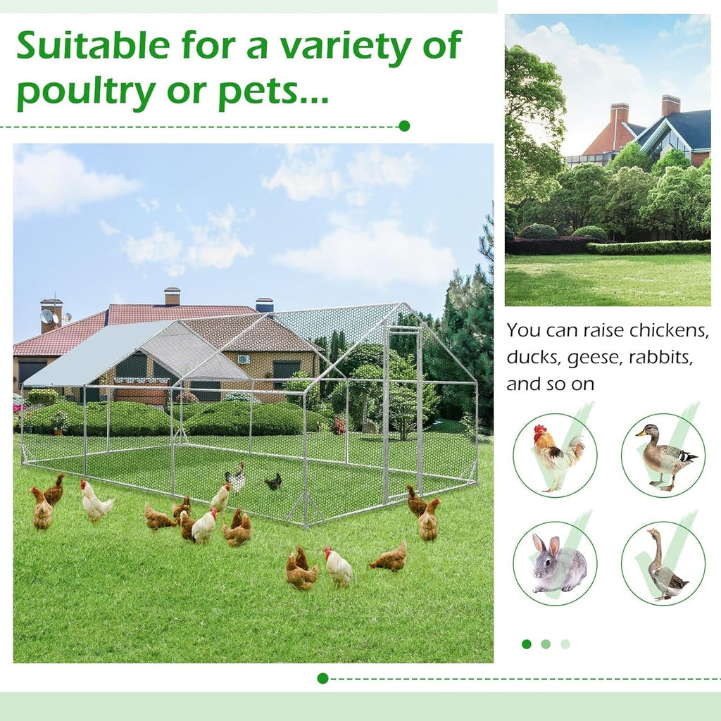 AECOJOY Grand poulailler en métal avec cage à poulets en métal