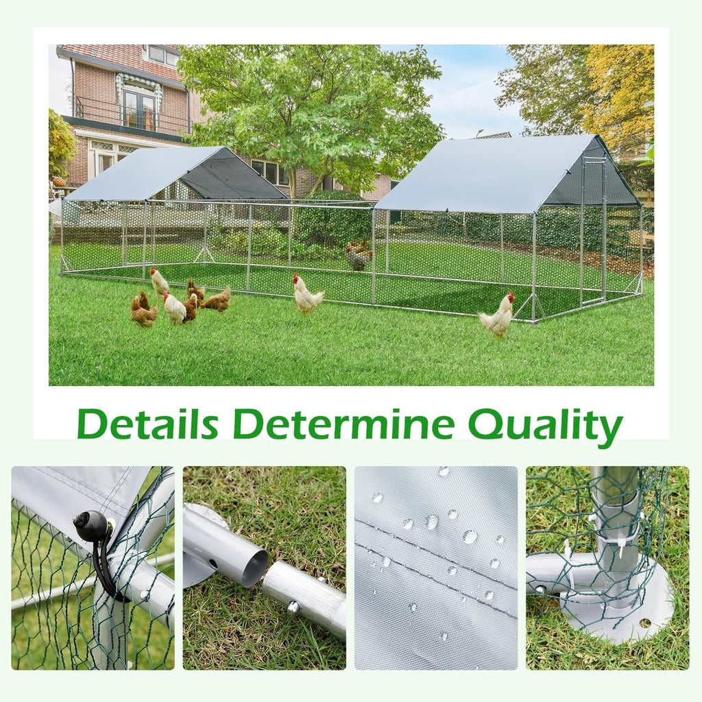 AECOJOY Grand poulailler en métal avec cage à poulets en métal