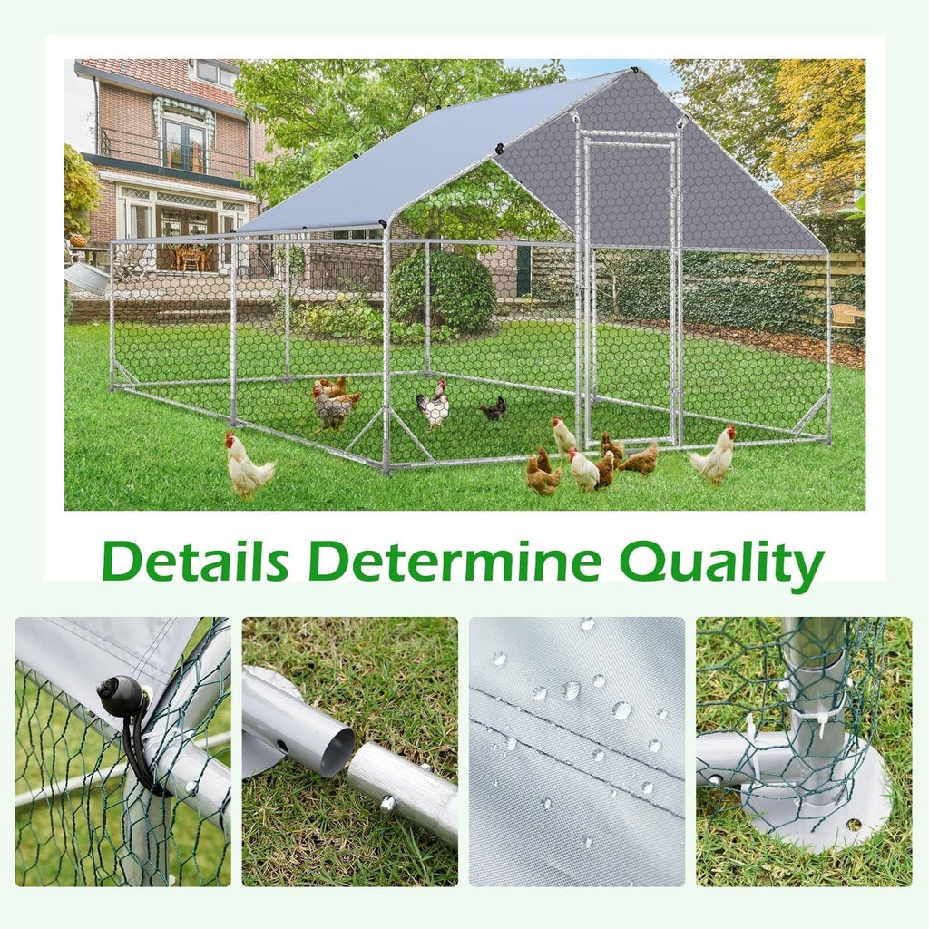 AECOJOY Grand poulailler en métal avec cage à poulets en métal