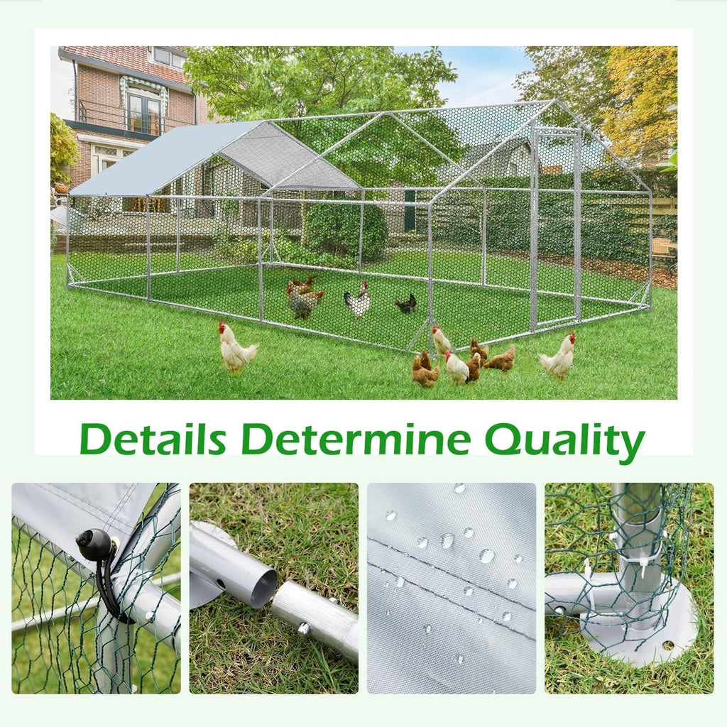 AECOJOY Grand poulailler en métal avec cage à poulets en métal