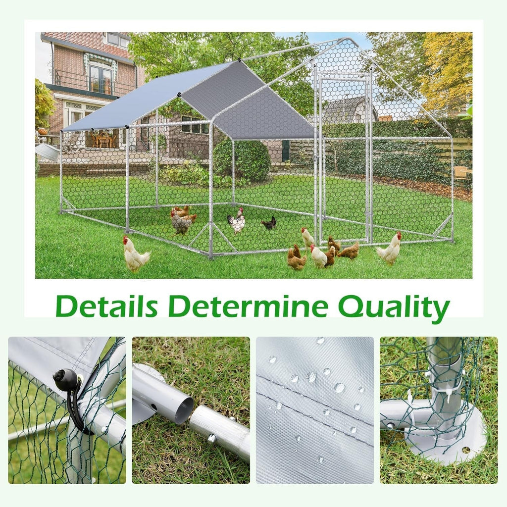 AECOJOY Grand poulailler en métal avec cage à poulets en métal