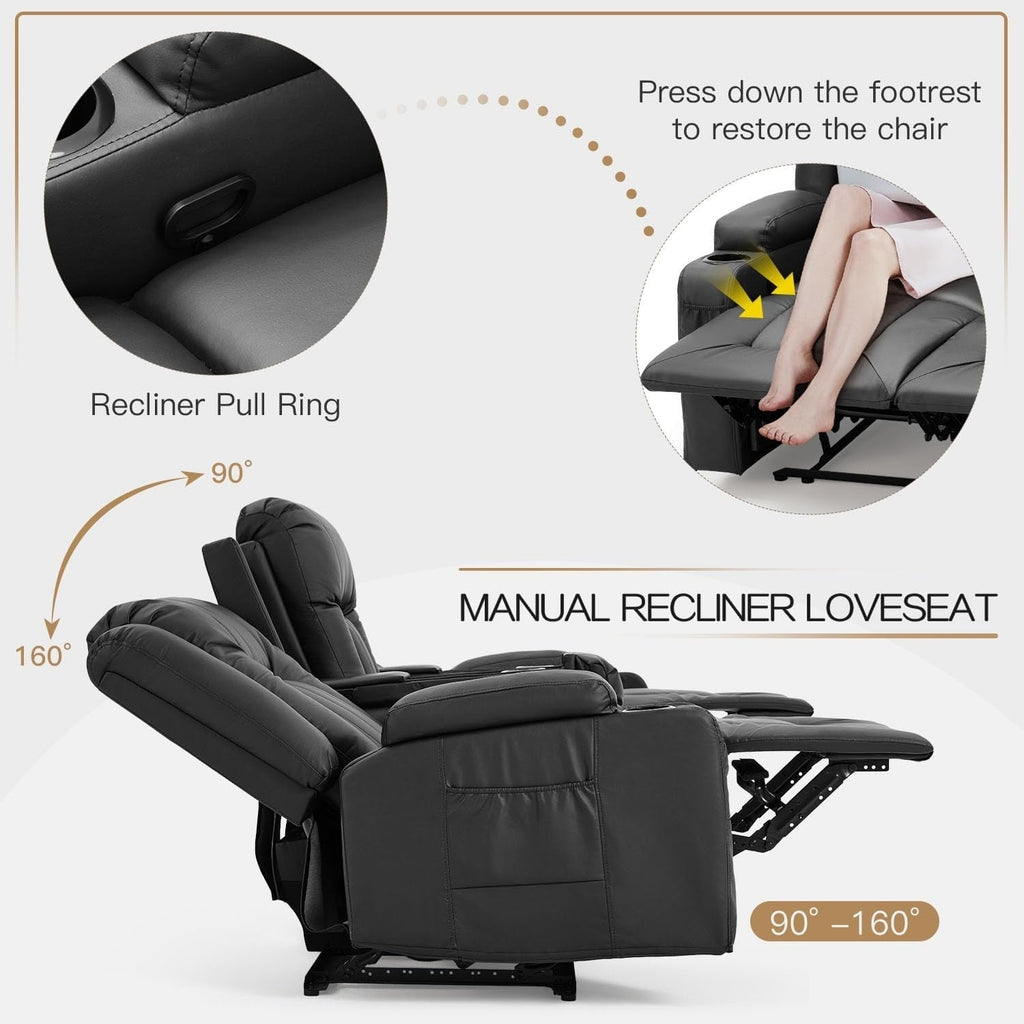 Canapé inclinable manuel AECOJOY pour camping-car, siège de cinéma maison en polyuréthane avec console