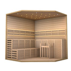 Sauna d'intérieur sec et humide en bois ALEKO pour 5 à 6 personnes avec chauffage électrique - 75 x 75 x 83 pouces