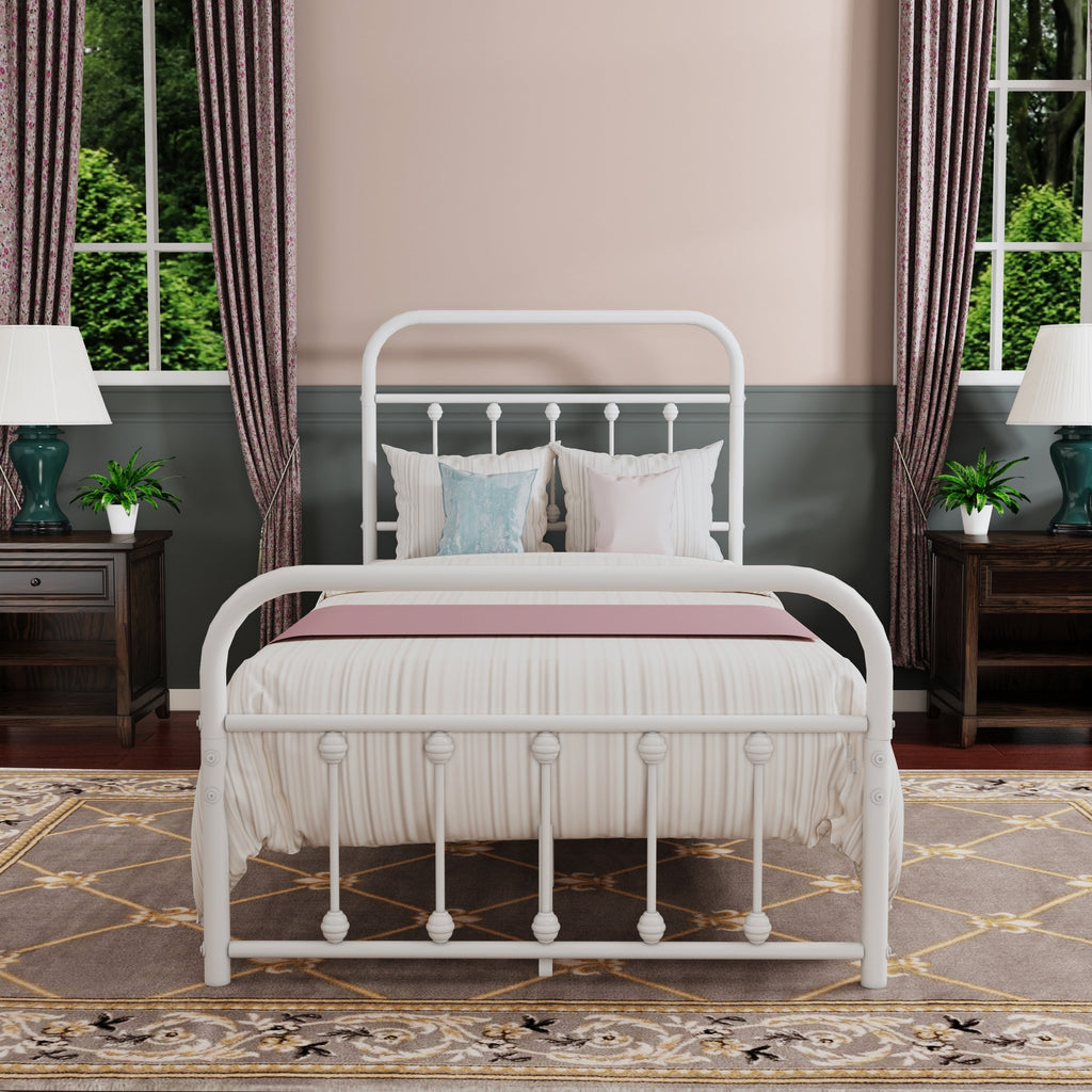 Cadre de lit plateforme en métal vintage simple Alazyhome, montage facile