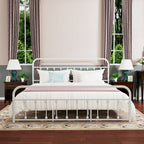 Cadre de lit plateforme en métal vintage simple Alazyhome, montage facile