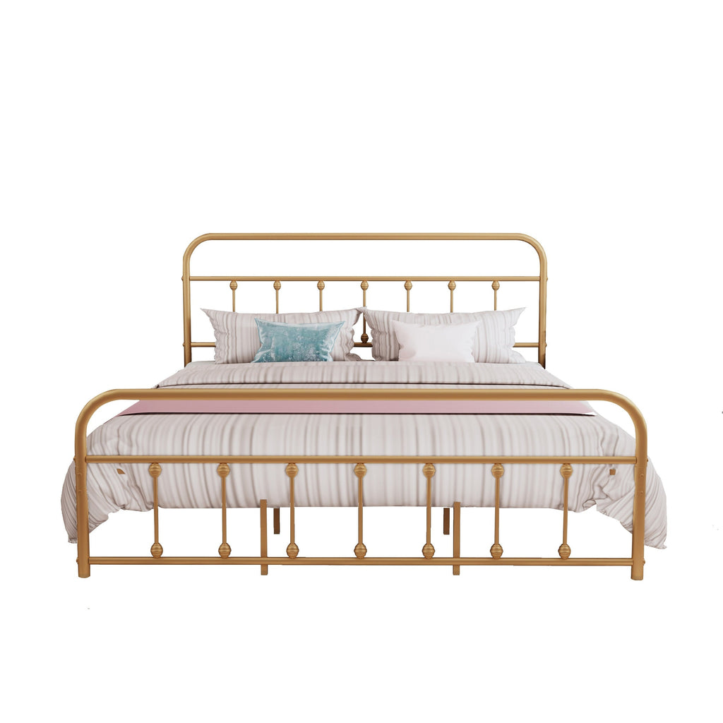 Cadre de lit plateforme en métal vintage simple Alazyhome, montage facile