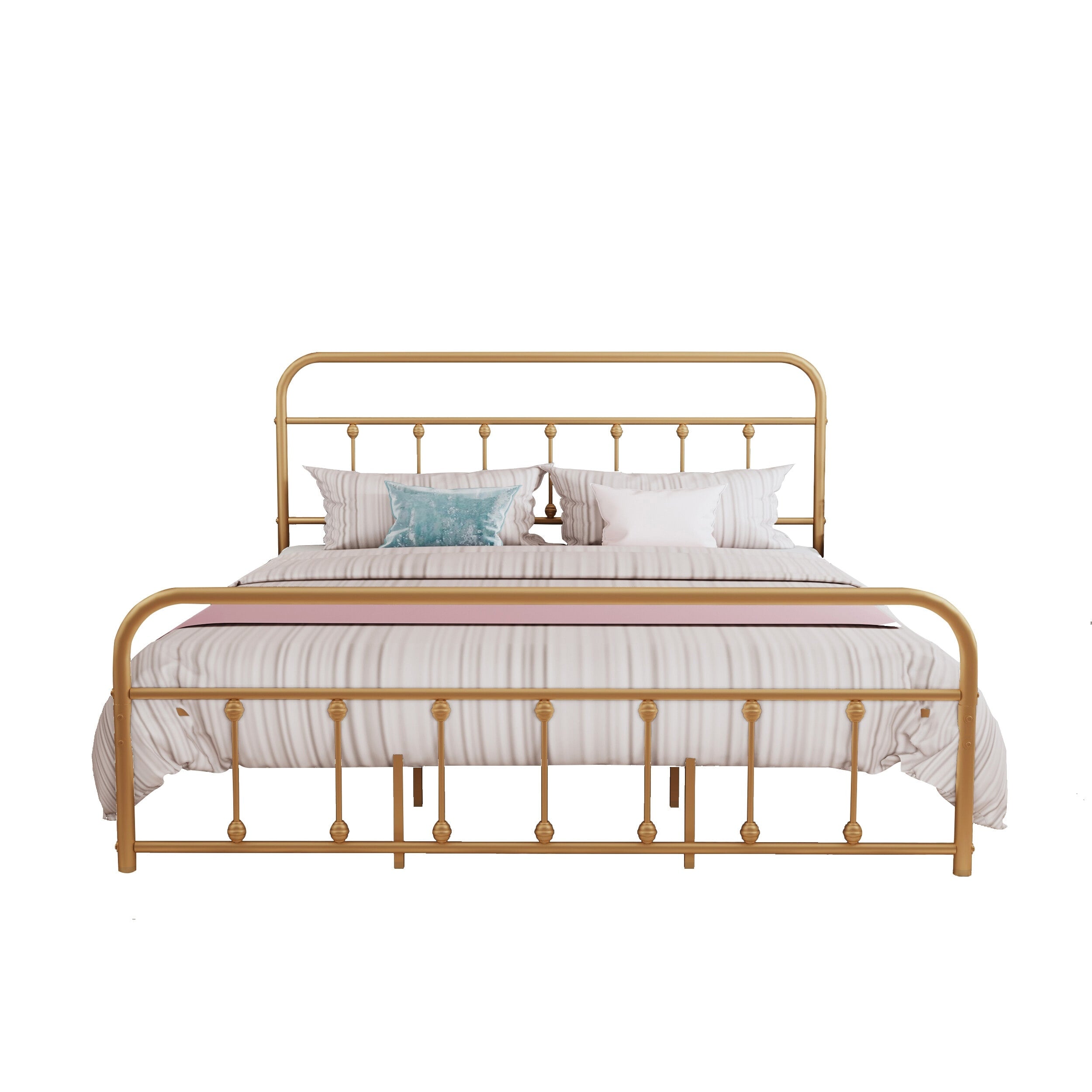 Cadre de lit plateforme en métal vintage simple Alazyhome, montage facile