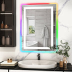 Miroir de salle de bain antibuée rétroéclairé RVB et à éclairage frontal LED