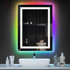 Miroir de salle de bain antibuée rétroéclairé RVB et à éclairage frontal LED