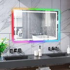 Miroir de salle de bain antibuée rétroéclairé RVB et à éclairage frontal LED