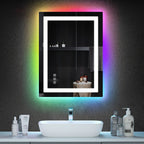 Miroir de salle de bain antibuée rétroéclairé RVB et à éclairage frontal LED
