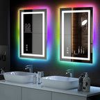 Miroir de salle de bain antibuée rétroéclairé RVB et à éclairage frontal LED