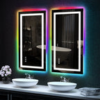 Miroir de salle de bain antibuée rétroéclairé RVB et à éclairage frontal LED